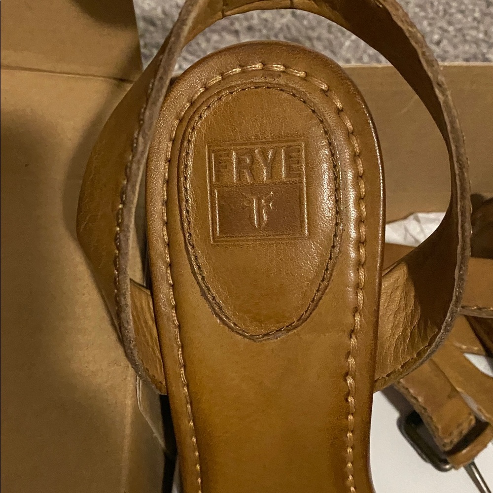Frye Brown Strappy Wedge Sandals - Picture 3 of 5